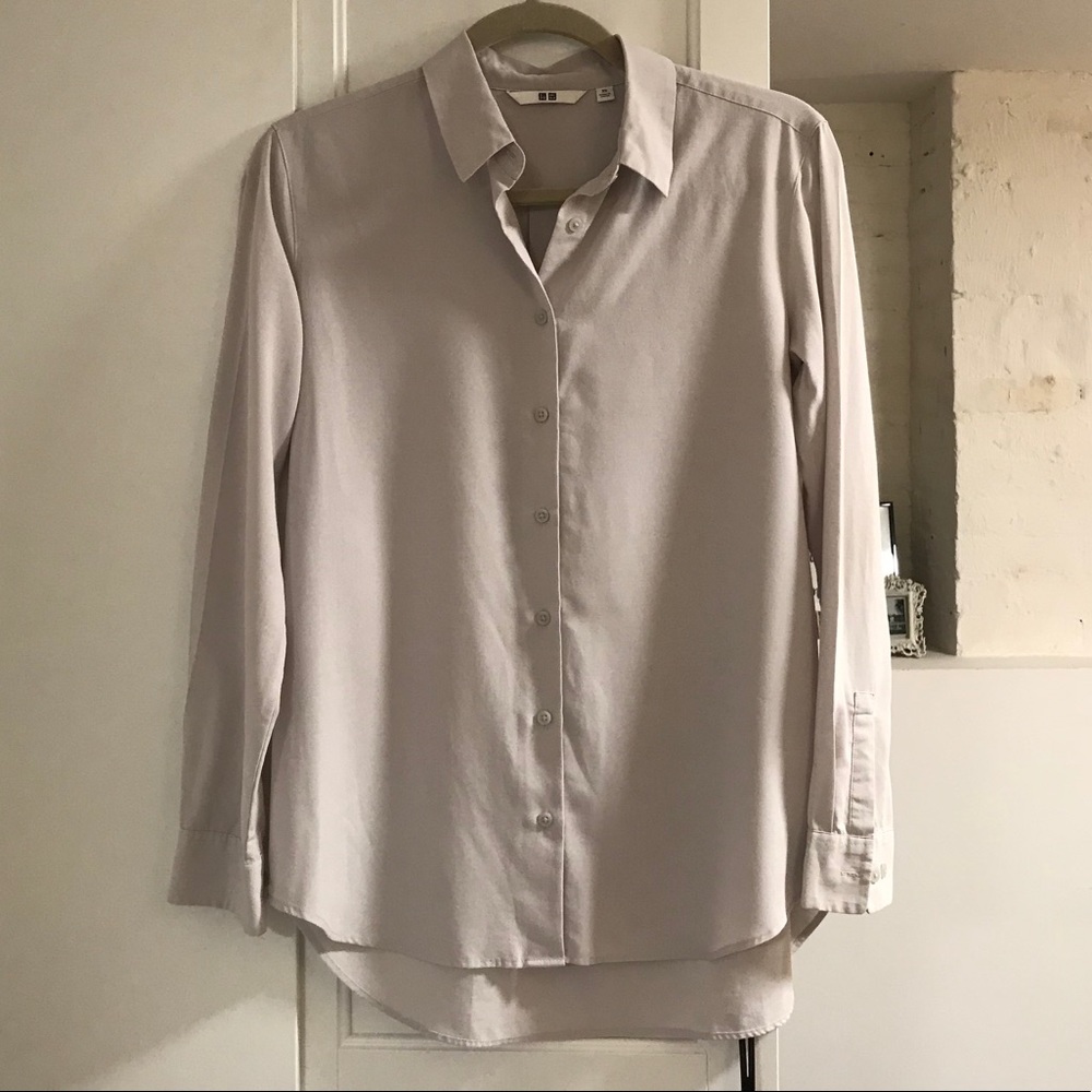 Uniqlo Rayon Blouse - light grey